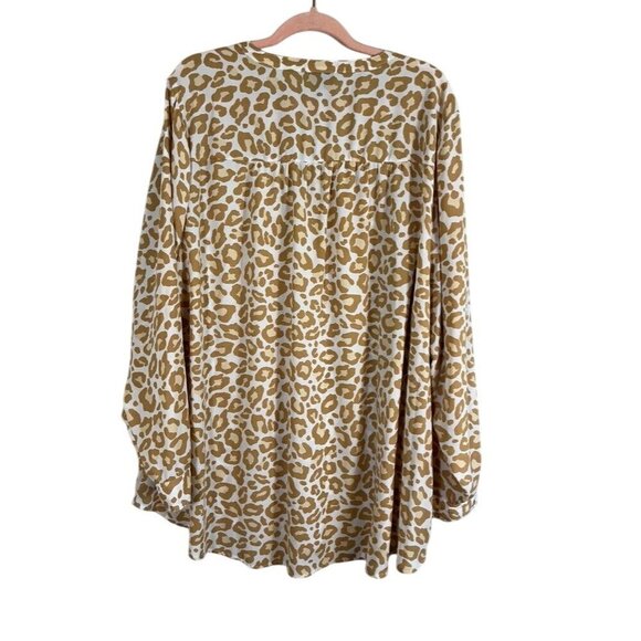Torrid Animal Print Top 3X Yellow Neutral Georgette Leopard Twee Resort Preppy - Picture 7 of 14